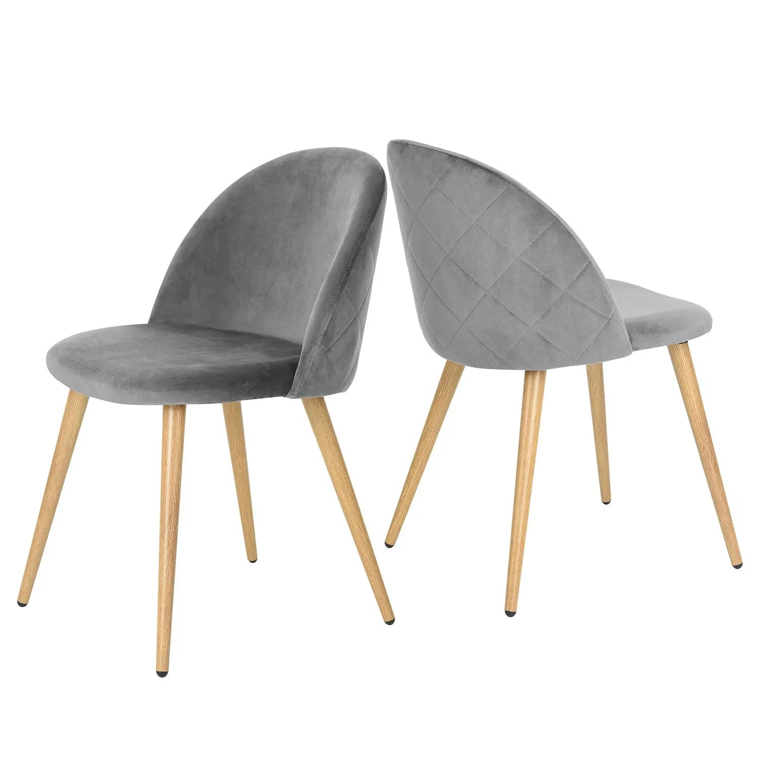 Set of Two Gray and Oak Velvet and Metal Dining Side Chairs Homeroots Kitchen & Dining