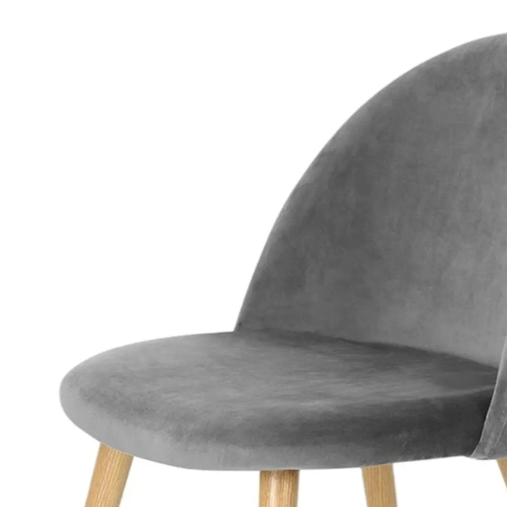Set of Two Gray and Oak Velvet and Metal Dining Side Chairs Homeroots Kitchen & Dining