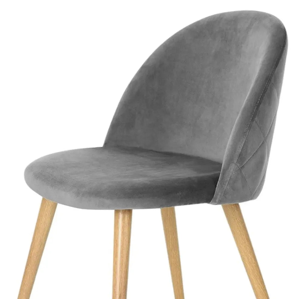 Set of Two Gray and Oak Velvet and Metal Dining Side Chairs Homeroots Kitchen & Dining