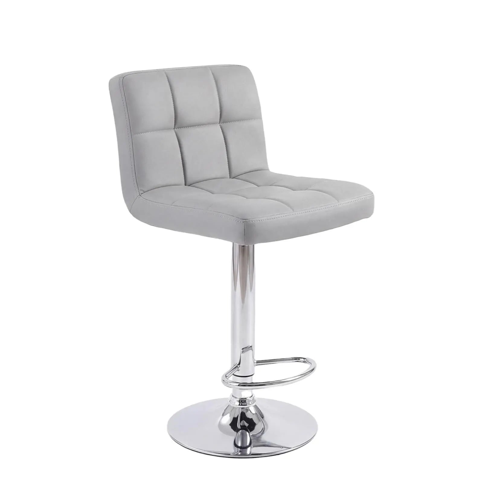 Set of Two Gray and Silver Faux Leather and Aluminum Swivel Bar Chairs Homeroots Living Room