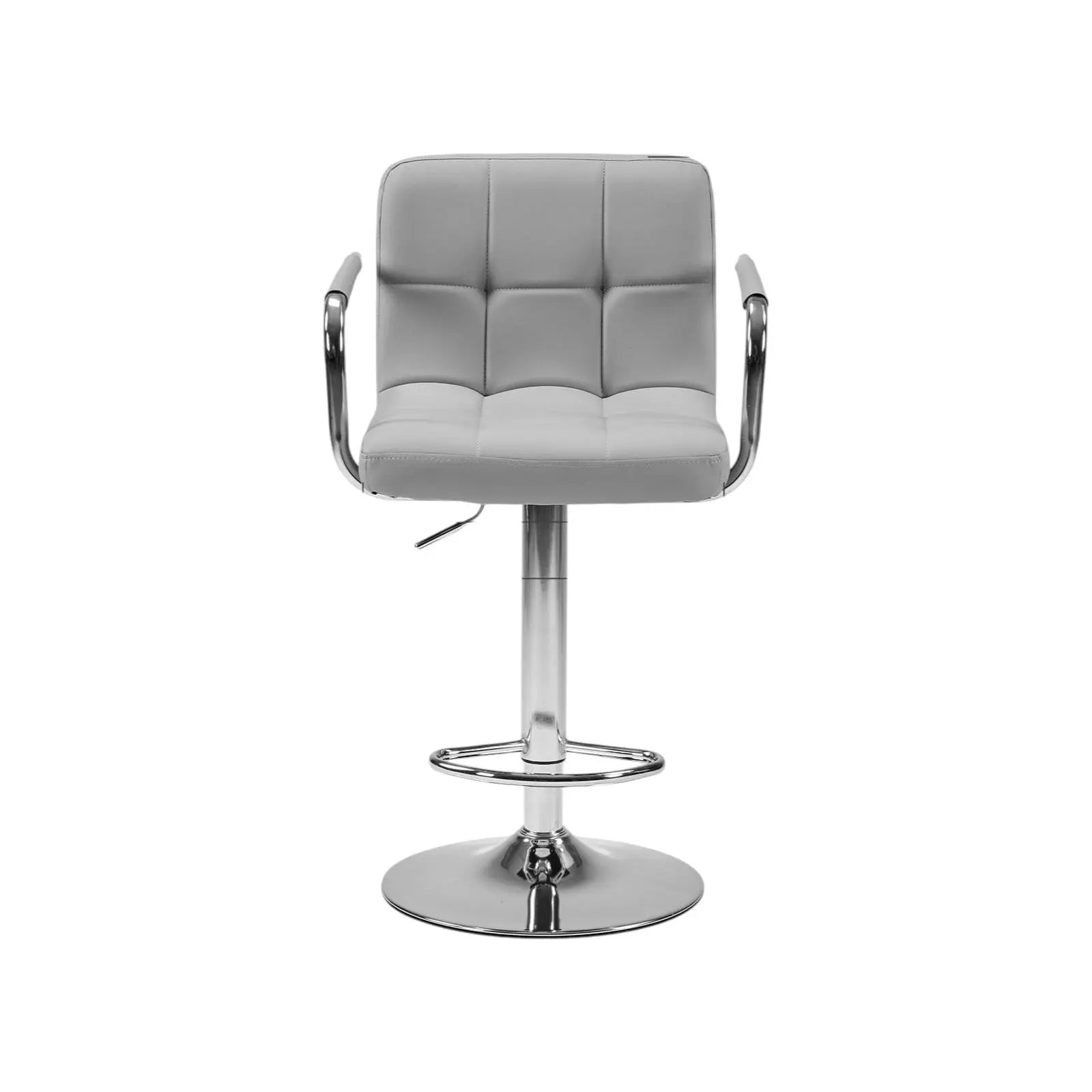 Set of Two Gray and Silver Faux Leather and Aluminum Swivel Bar Chairs Homeroots Living Room