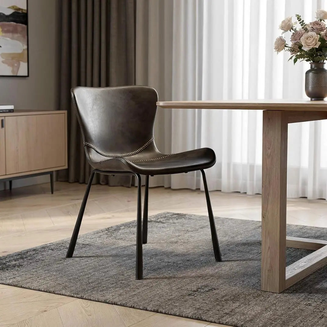 Set of Two Gray and Silver Upholstered Leather Dining Side Chairs Homeroots Kitchen & Dining