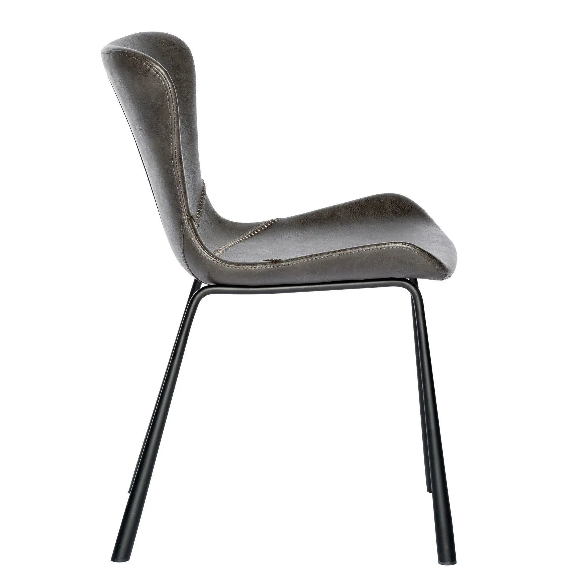 Set of Two Gray and Silver Upholstered Leather Dining Side Chairs Homeroots Kitchen & Dining