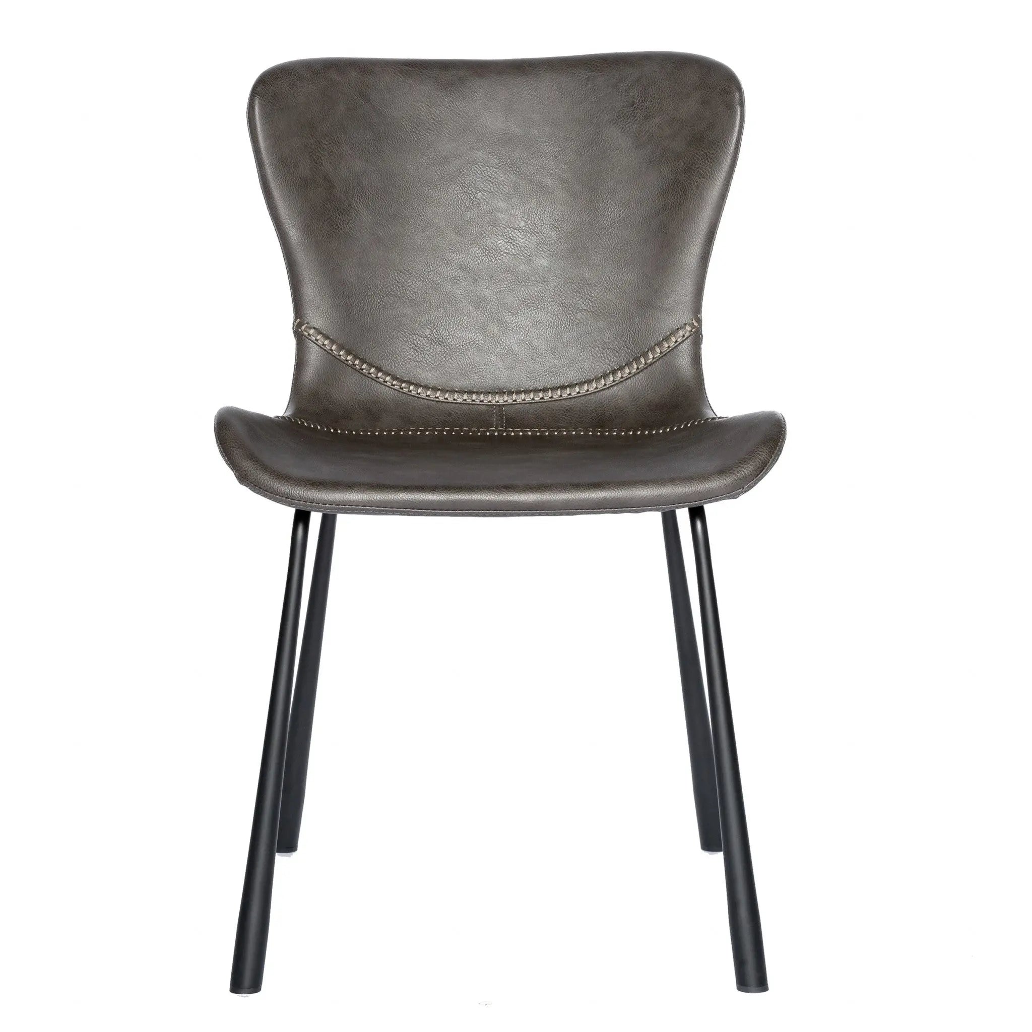 Set of Two Gray and Silver Upholstered Leather Dining Side Chairs Homeroots Kitchen & Dining