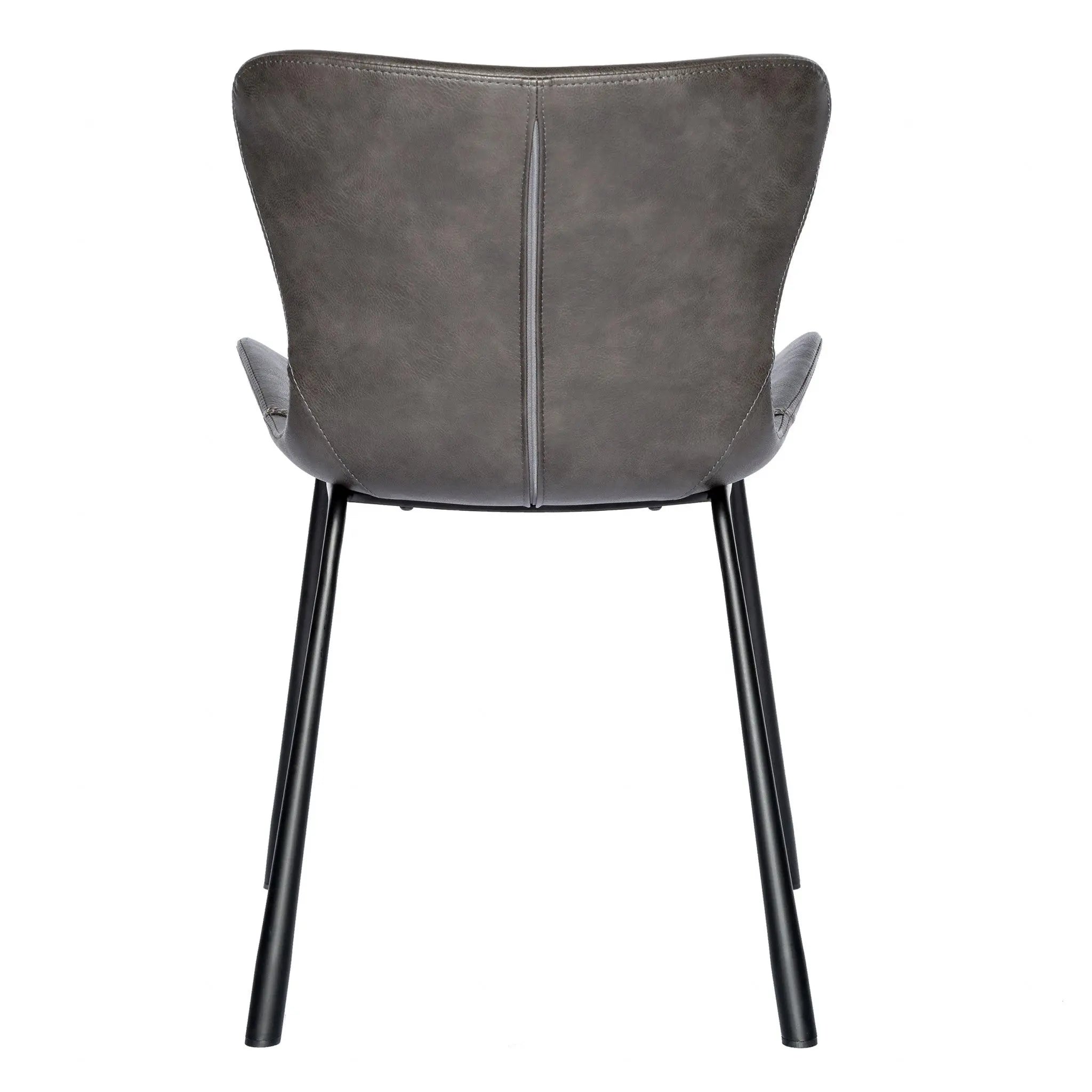 Set of Two Gray and Silver Upholstered Leather Dining Side Chairs Homeroots Kitchen & Dining