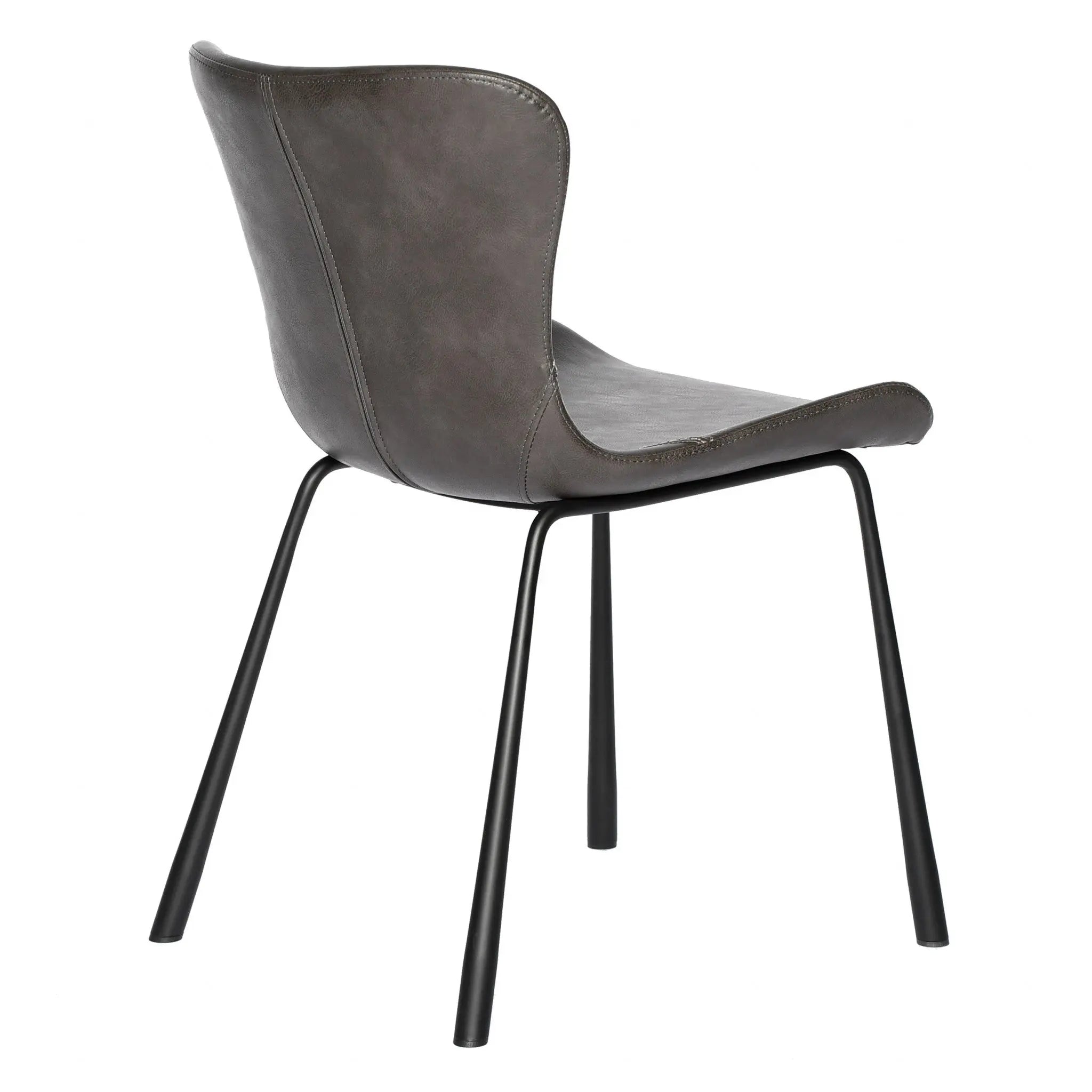 Set of Two Gray and Silver Upholstered Leather Dining Side Chairs Homeroots Kitchen & Dining