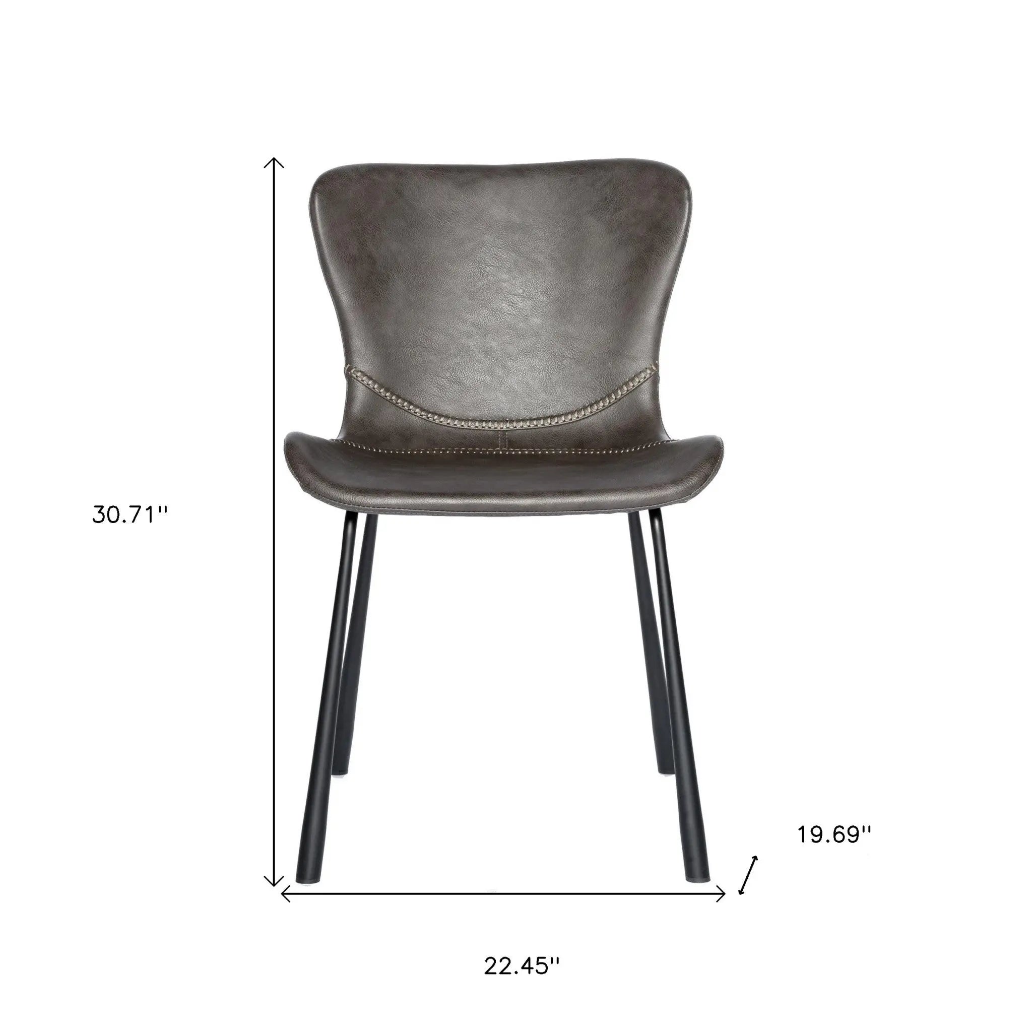 Set of Two Gray and Silver Upholstered Leather Dining Side Chairs Homeroots Kitchen & Dining