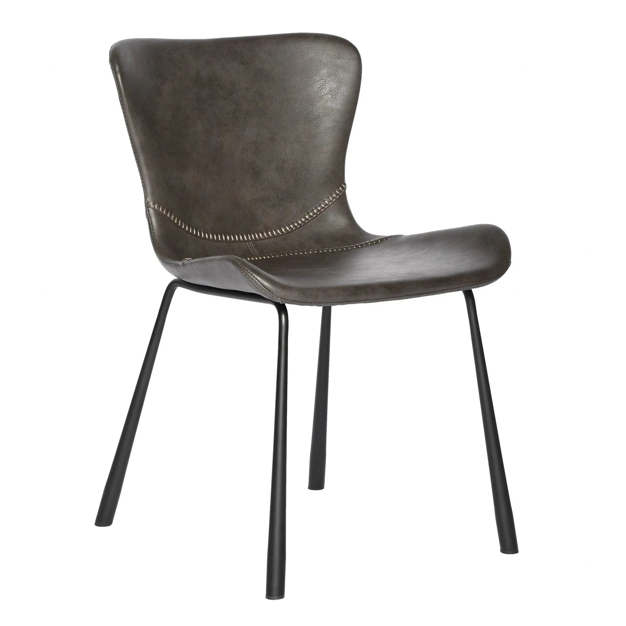 Set of Two Gray and Silver Upholstered Leather Dining Side Chairs Homeroots Kitchen & Dining
