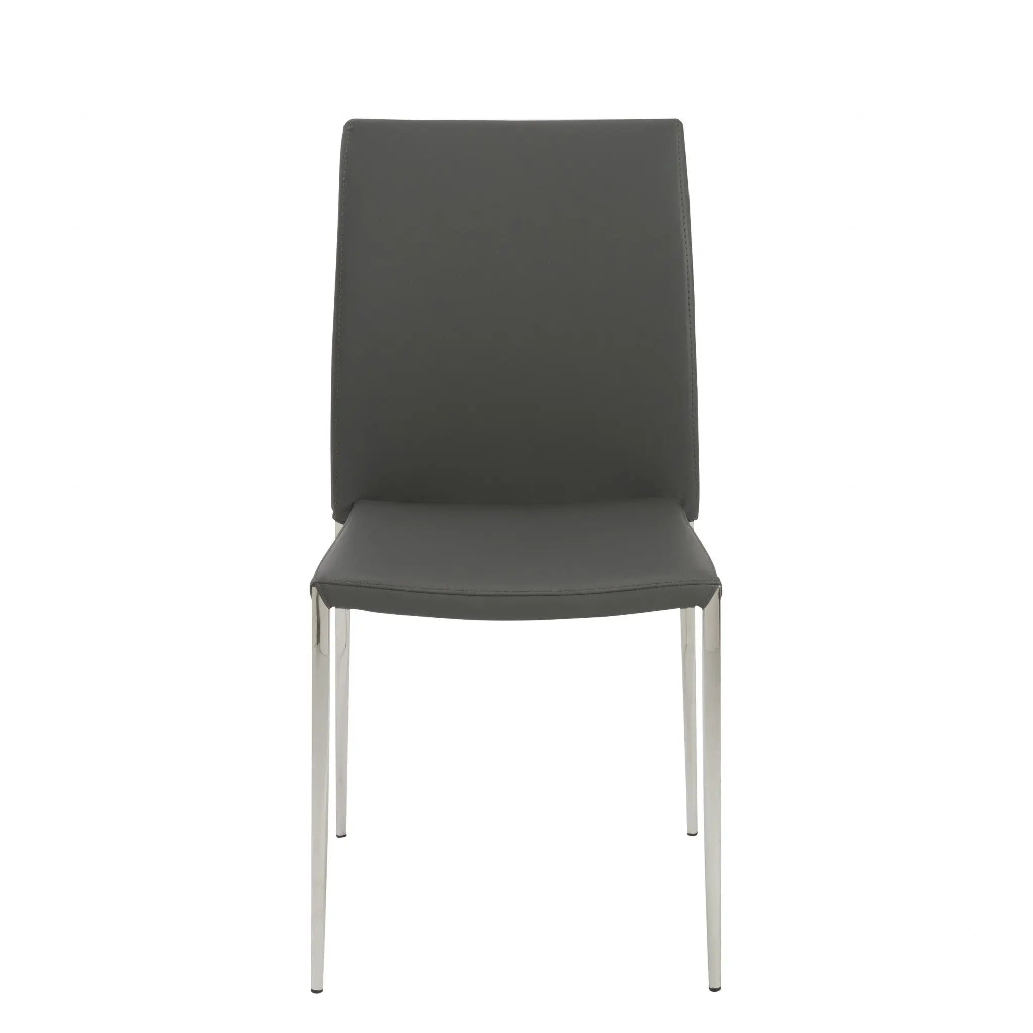 Set of Two Gray and Silver Upholstered Leather Dining Side Chairs Homeroots Kitchen & Dining