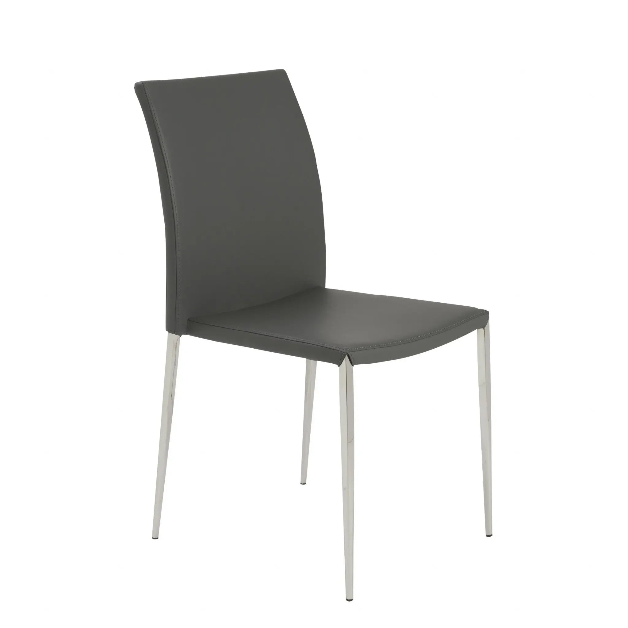 Set of Two Gray and Silver Upholstered Leather Dining Side Chairs Homeroots Kitchen & Dining