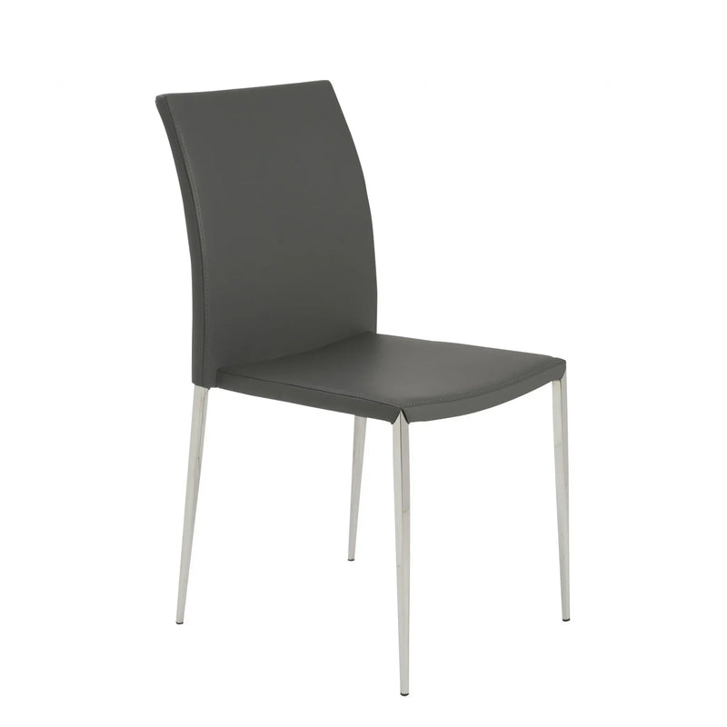 Set of Two Gray and Silver Upholstered Leather Dining Side Chairs Homeroots Kitchen & Dining