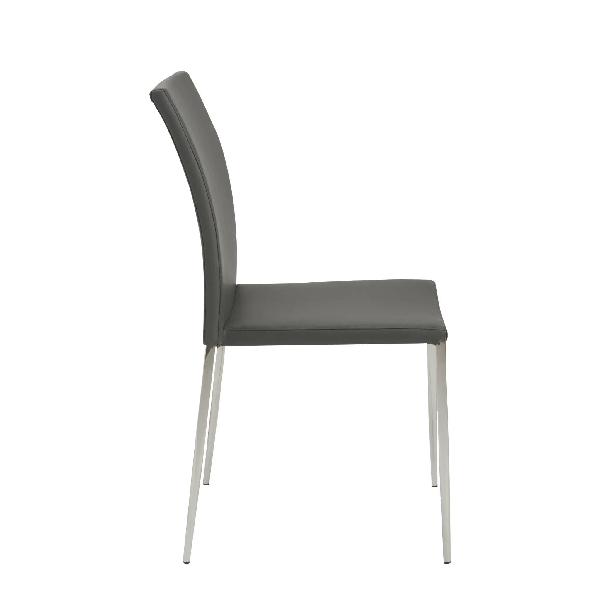 Set of Two Gray and Silver Upholstered Leather Dining Side Chairs Homeroots Kitchen & Dining