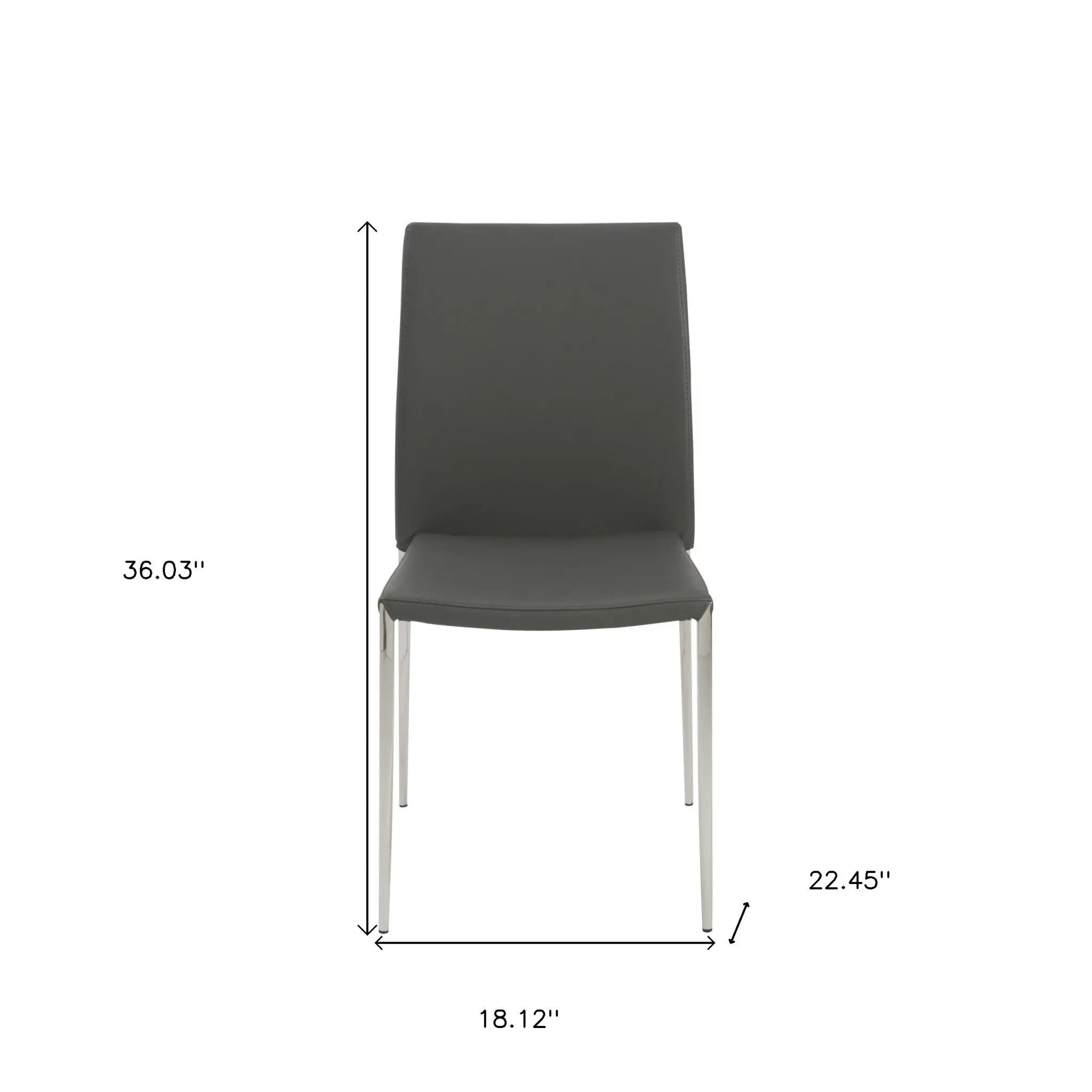 Set of Two Gray and Silver Upholstered Leather Dining Side Chairs Homeroots Kitchen & Dining