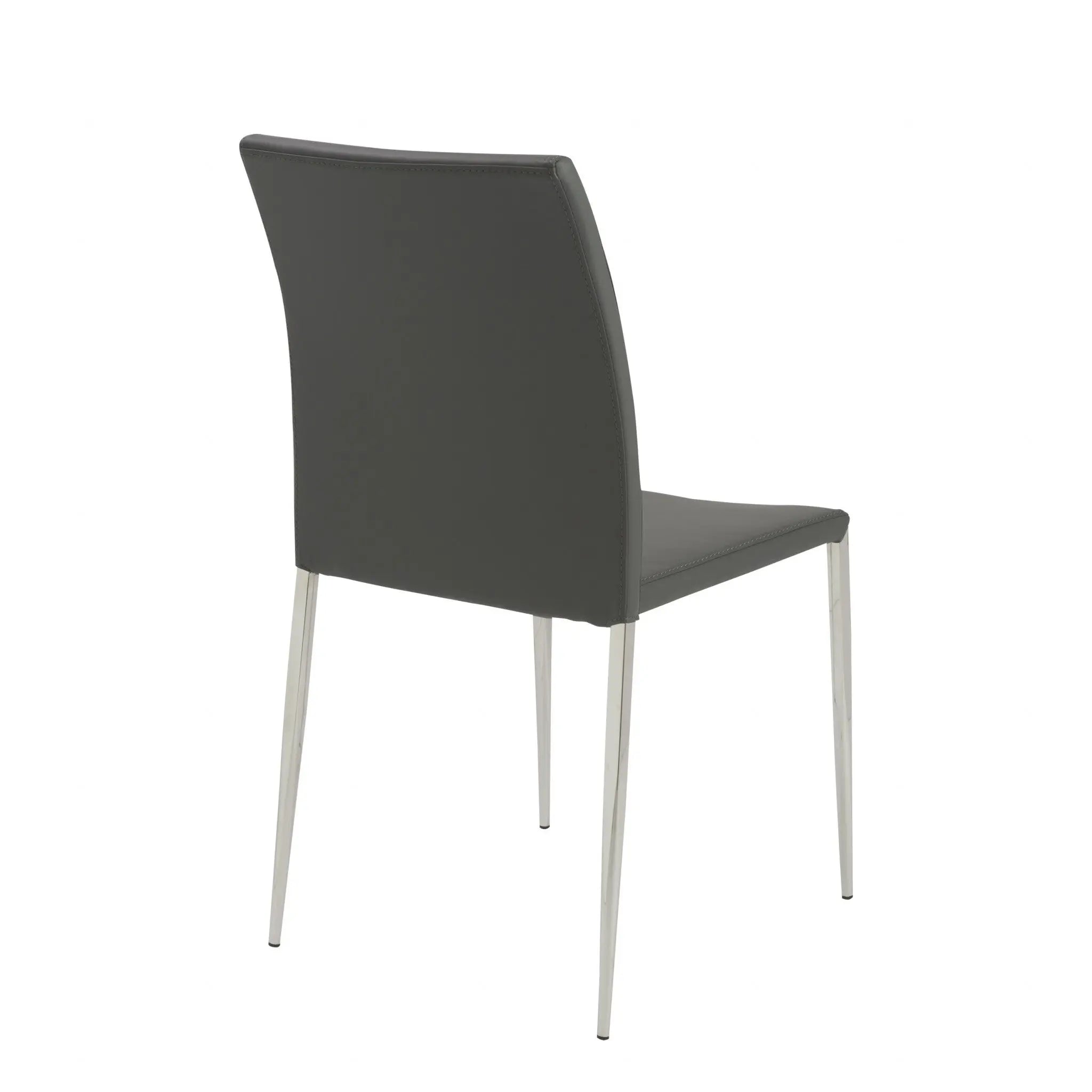 Set of Two Gray and Silver Upholstered Leather Dining Side Chairs Homeroots Kitchen & Dining
