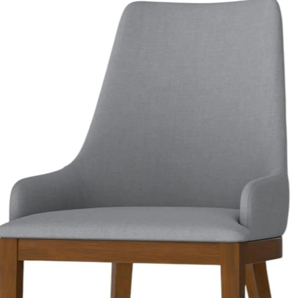 Set of Two Gray and Walnut Solid Wood Dining Parsons Chairs Homeroots Kitchen & Dining