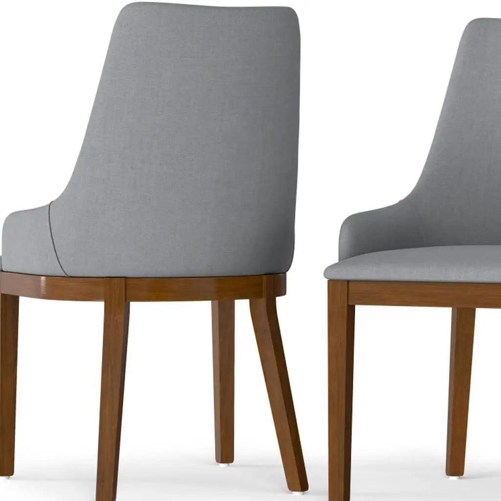 Set of Two Gray and Walnut Solid Wood Dining Parsons Chairs Homeroots Kitchen & Dining