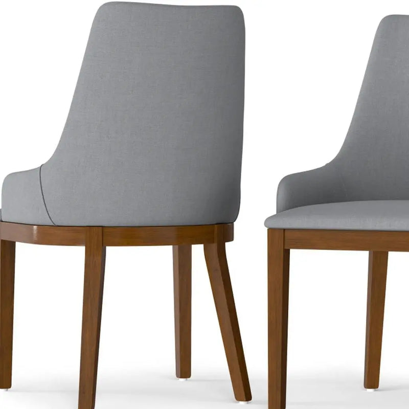 Set of Two Gray and Walnut Solid Wood Dining Parsons Chairs Homeroots Kitchen & Dining