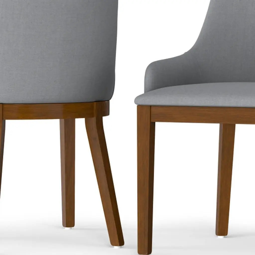 Set of Two Gray and Walnut Solid Wood Dining Parsons Chairs Homeroots Kitchen & Dining
