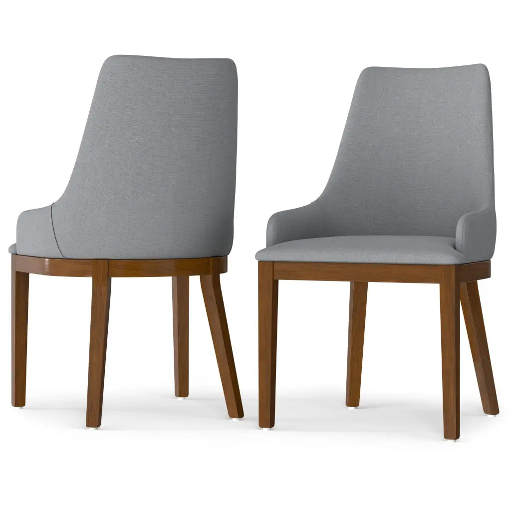 Set of Two Gray and Walnut Solid Wood Dining Parsons Chairs Homeroots Kitchen & Dining