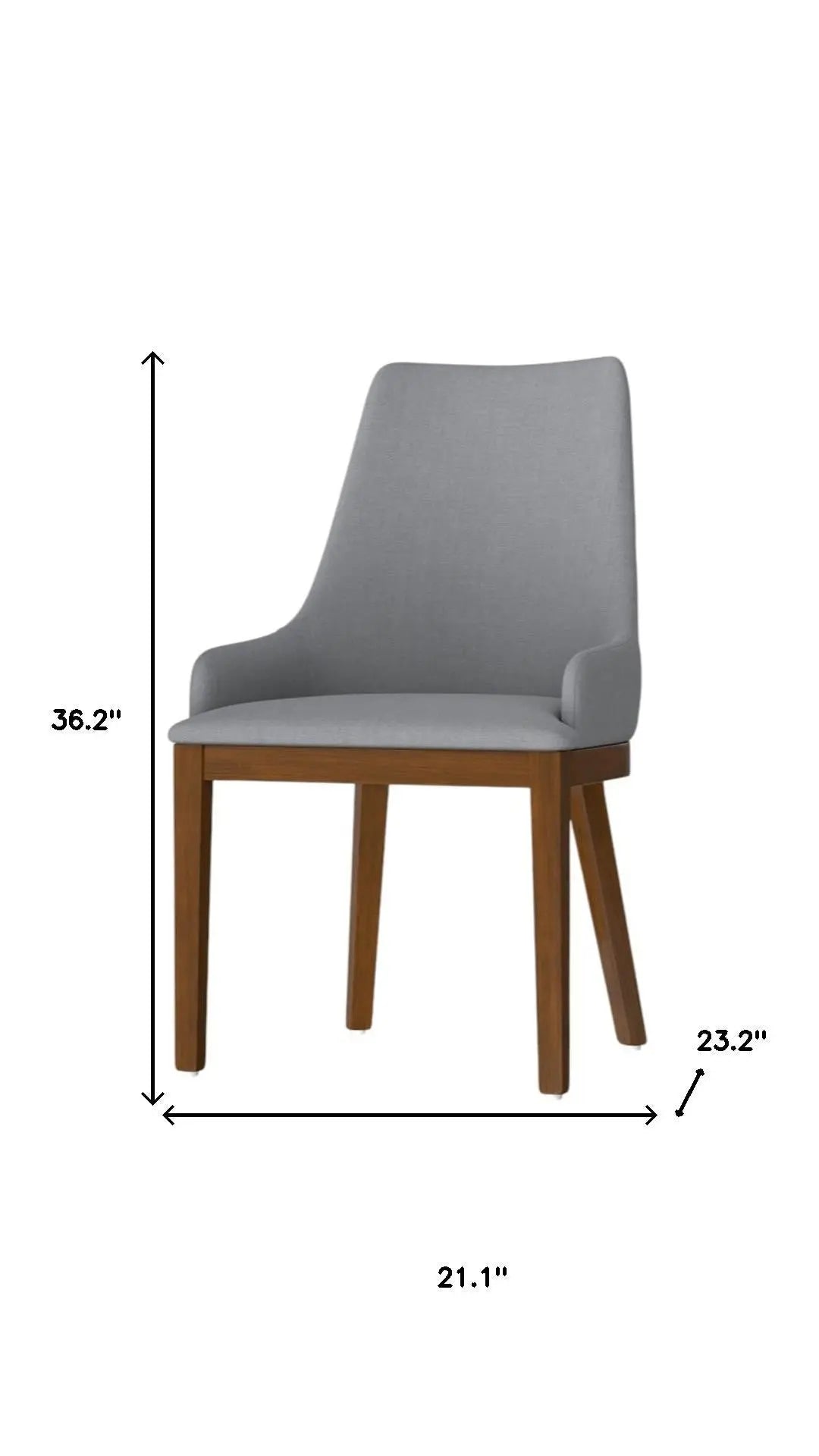 Set of Two Gray and Walnut Solid Wood Dining Parsons Chairs Homeroots Kitchen & Dining