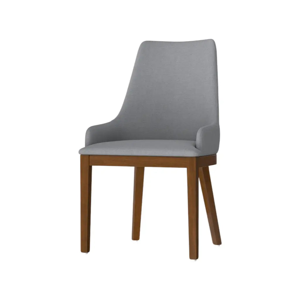 Set of Two Gray and Walnut Solid Wood Dining Parsons Chairs Homeroots Kitchen & Dining