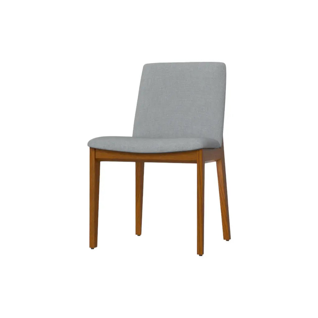 Set of Two Gray and Walnut Solid Wood Dining Parsons Chairs Homeroots Kitchen & Dining