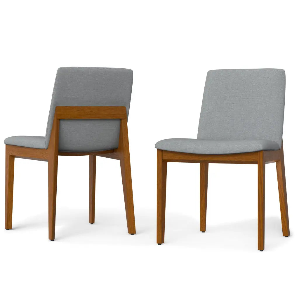 Set of Two Gray and Walnut Solid Wood Dining Parsons Chairs Homeroots Kitchen & Dining