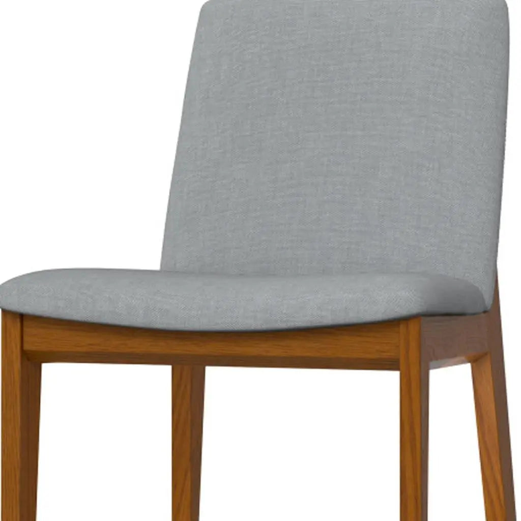 Set of Two Gray and Walnut Solid Wood Dining Parsons Chairs Homeroots Kitchen & Dining