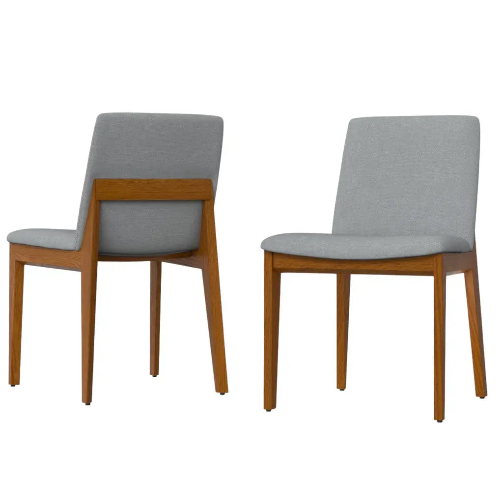 Set of Two Gray and Walnut Solid Wood Dining Parsons Chairs Homeroots Kitchen & Dining