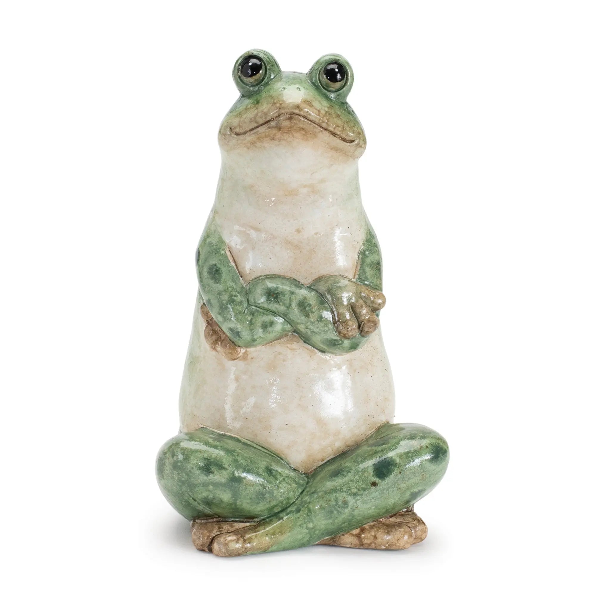 Set of Two Green Ceramic Frog Outdoor Statue Homeroots Outdoor