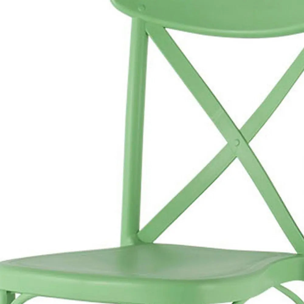 Set of Two Green Heavy Duty Plastic Outdoor Stacking Dining Chairs Homeroots Outdoor