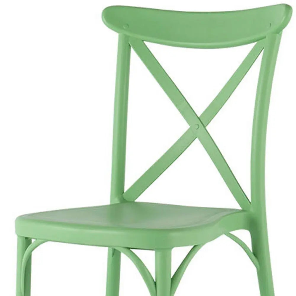 Set of Two Green Heavy Duty Plastic Outdoor Stacking Dining Chairs Homeroots Outdoor