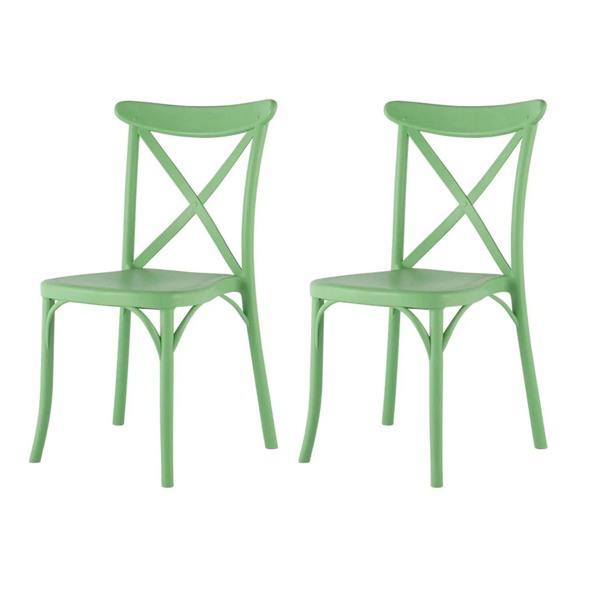 Set of Two Green Heavy Duty Plastic Outdoor Stacking Dining Chairs Homeroots Outdoor