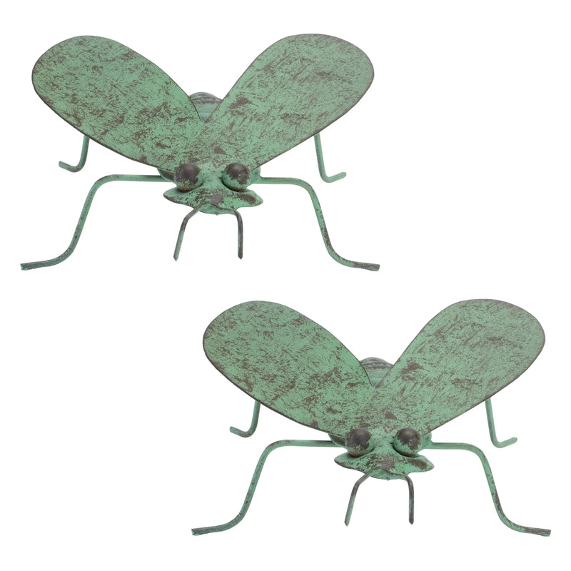 Set of Two Green Iron Garden Art Homeroots Outdoor