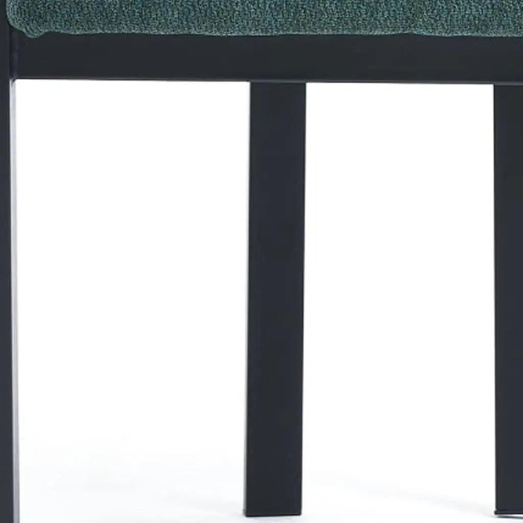 Set of Two Green and Black Chenille And Metal Partially Open Back Dining Side Chairs Homeroots Kitchen & Dining