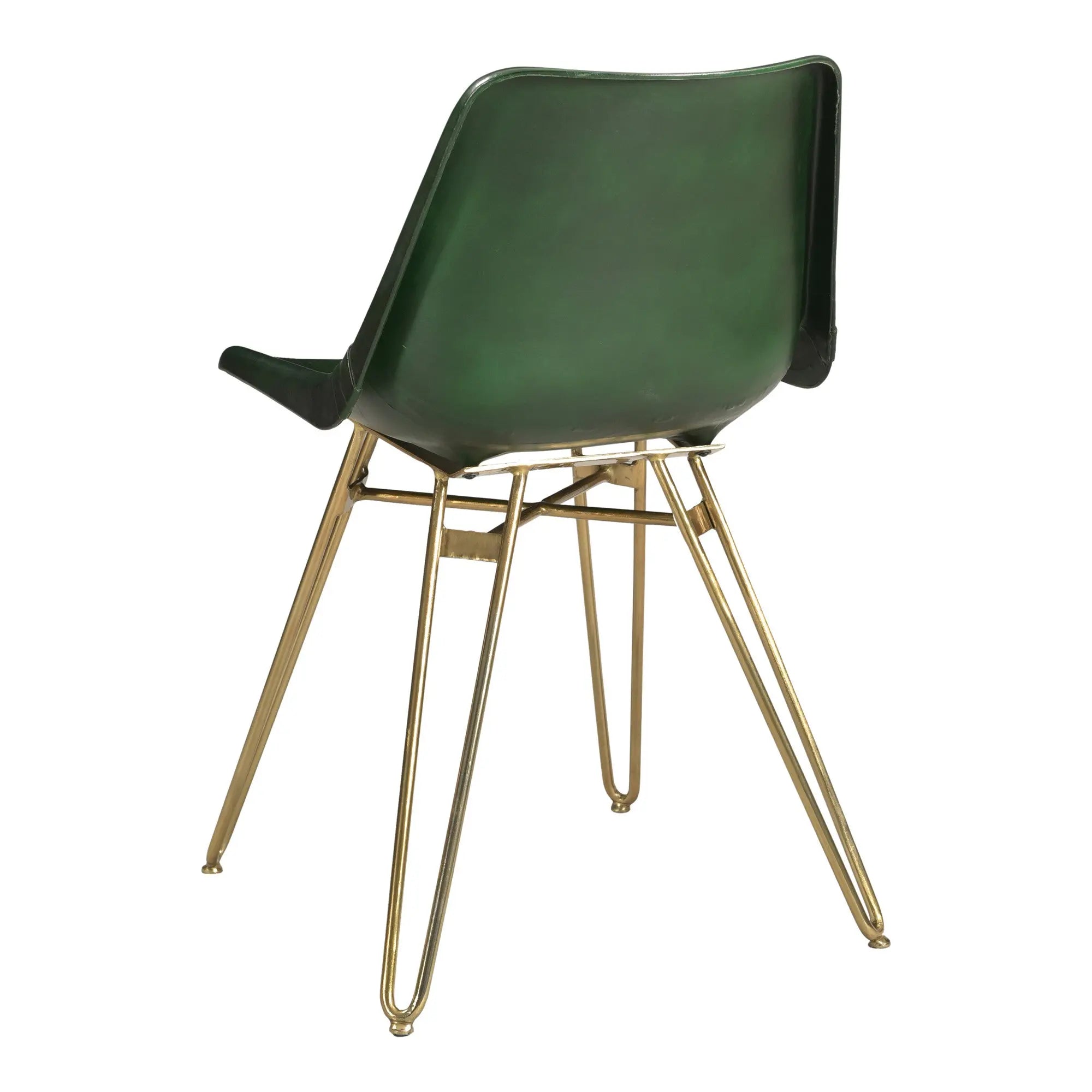 Set of Two Green and Gold Leather Dining Side Chairs Homeroots Kitchen & Dining