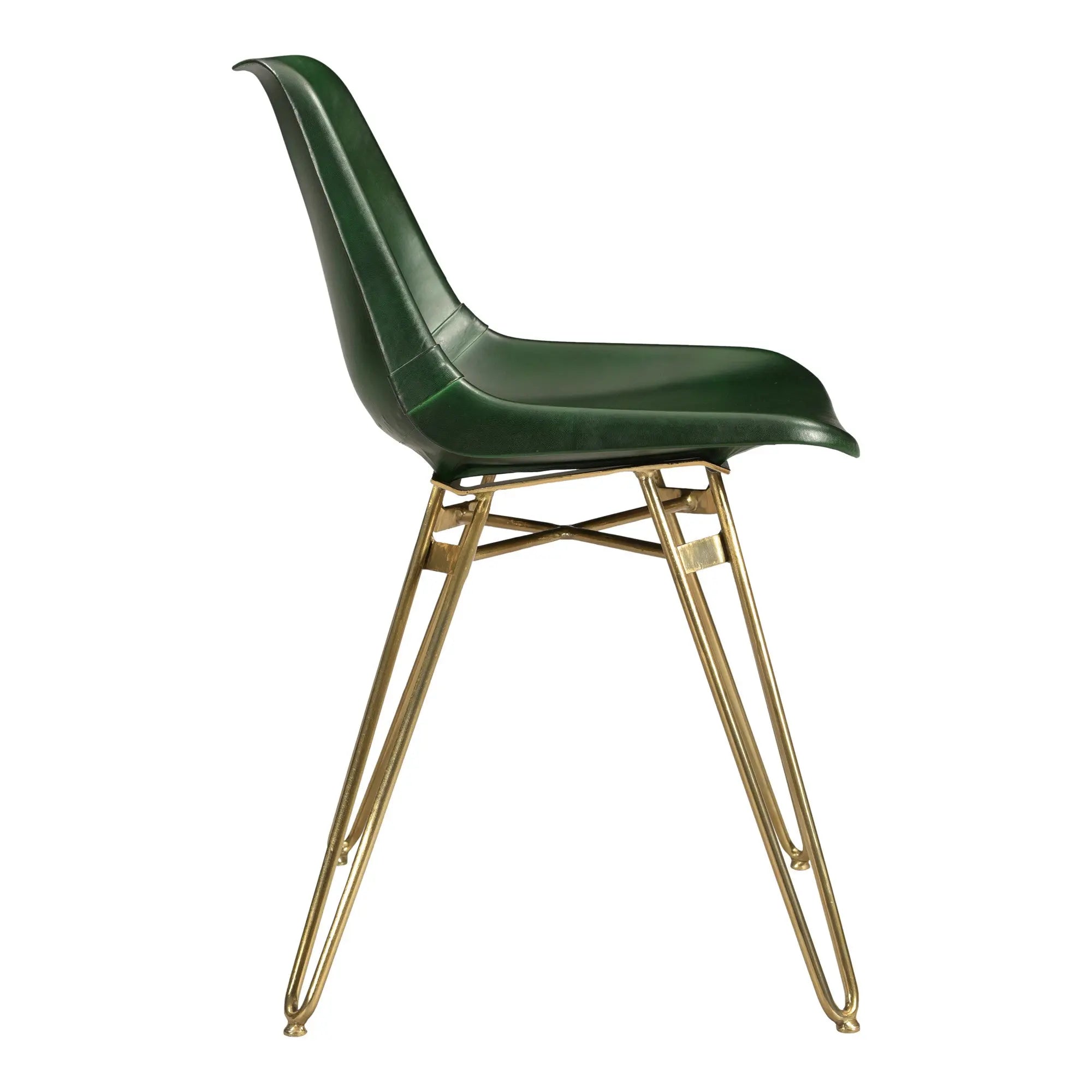 Set of Two Green and Gold Leather Dining Side Chairs Homeroots Kitchen & Dining