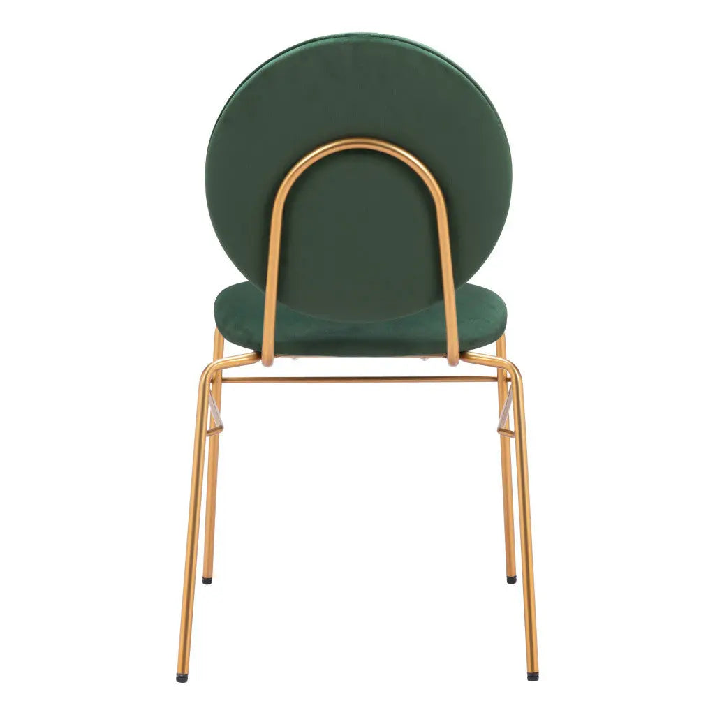 Set of Two Green and Gold Upholstered Velvet Open Back Dining Side Chairs Homeroots