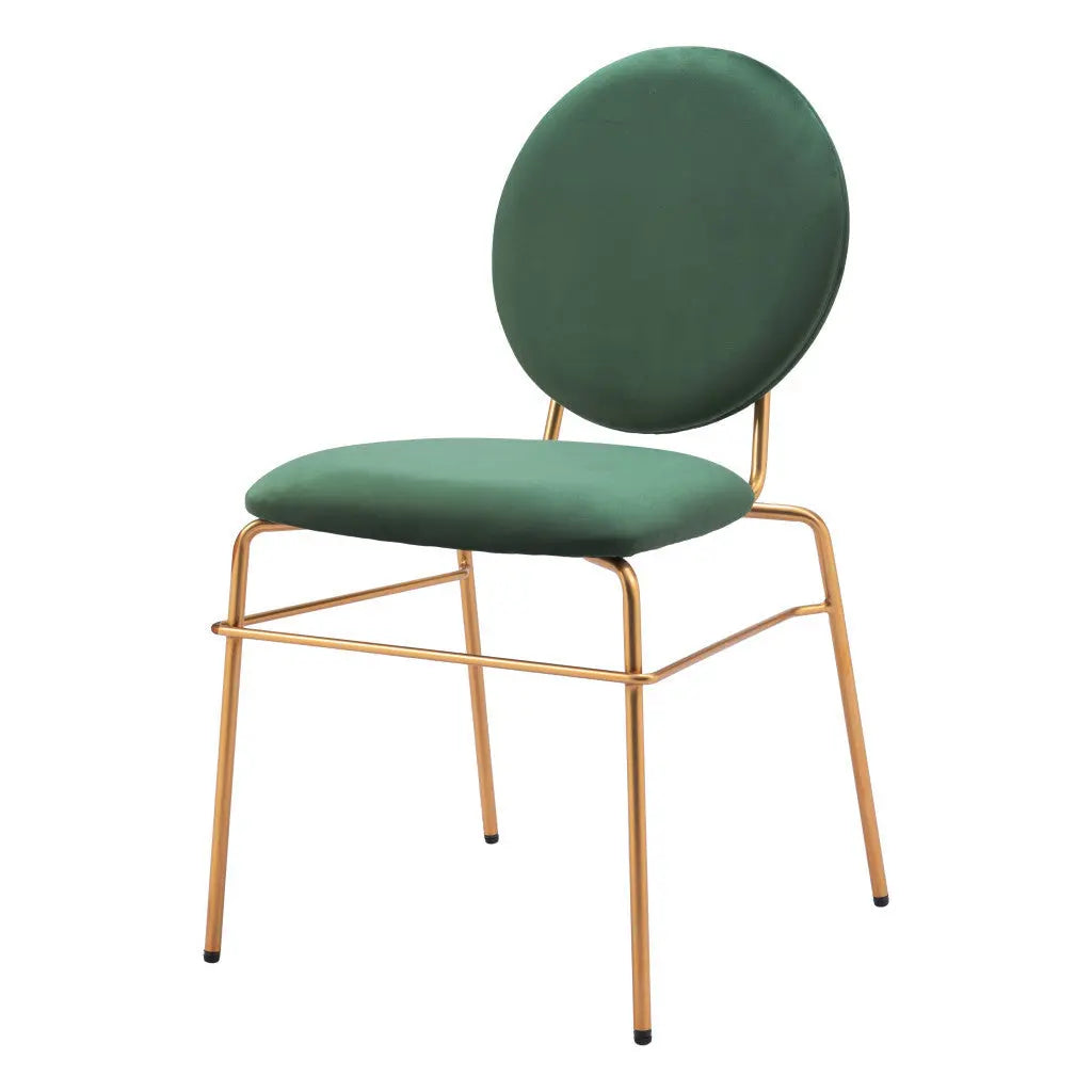 Set of Two Green and Gold Upholstered Velvet Open Back Dining Side Chairs Homeroots