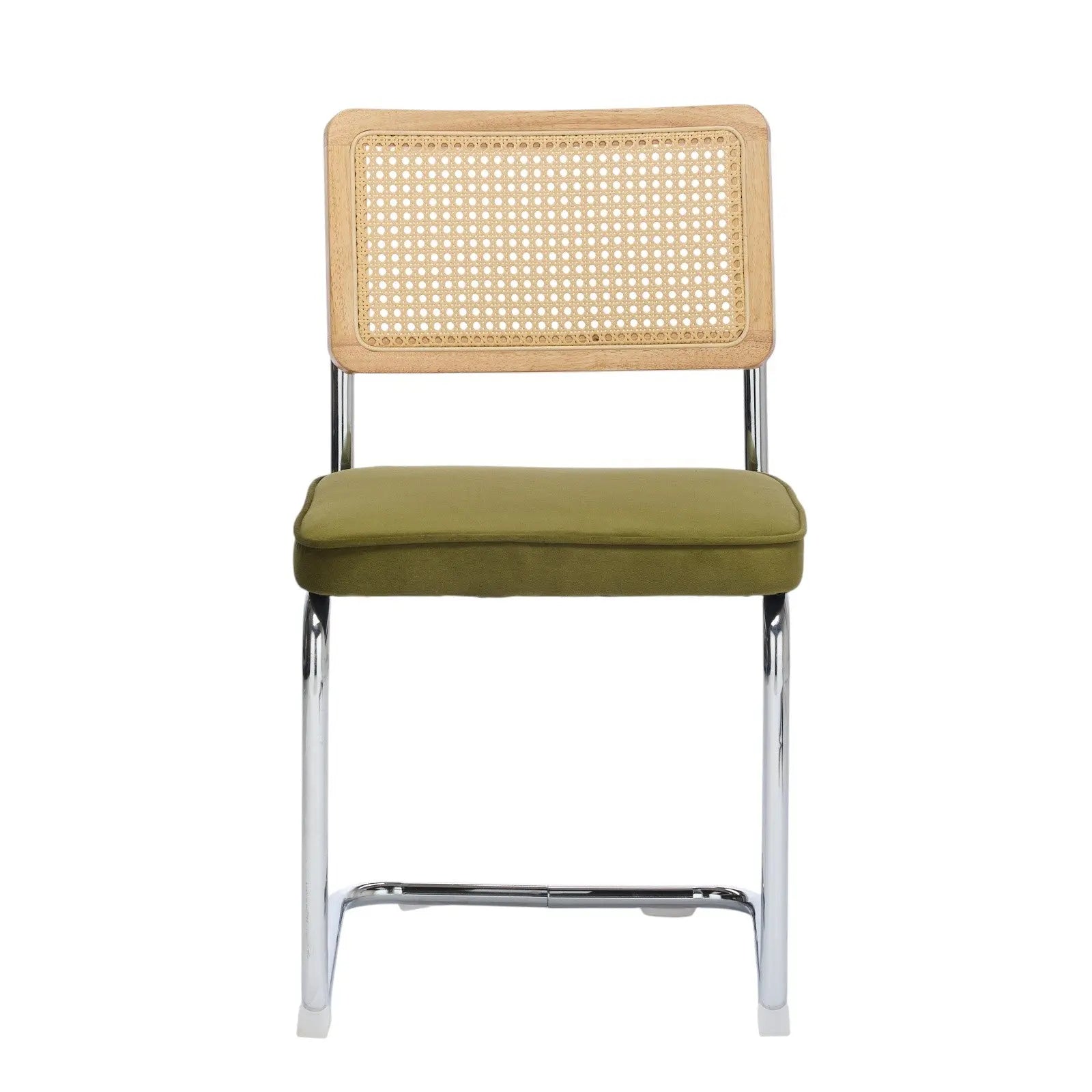 Set of Two Green and Silver Tufted Velvet and Stainless Steel Dining Side Chairs Homeroots Kitchen & Dining