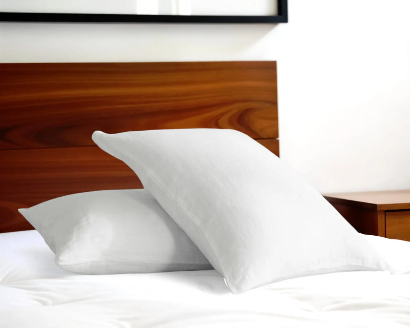 Set of Two Ivory Linen Pillowcases Homeroots Bed & Bath