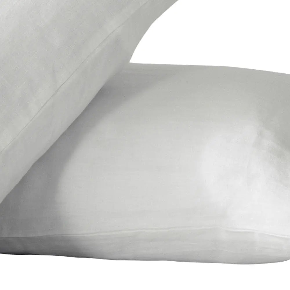 Set of Two Ivory Linen Pillowcases Homeroots Bed & Bath