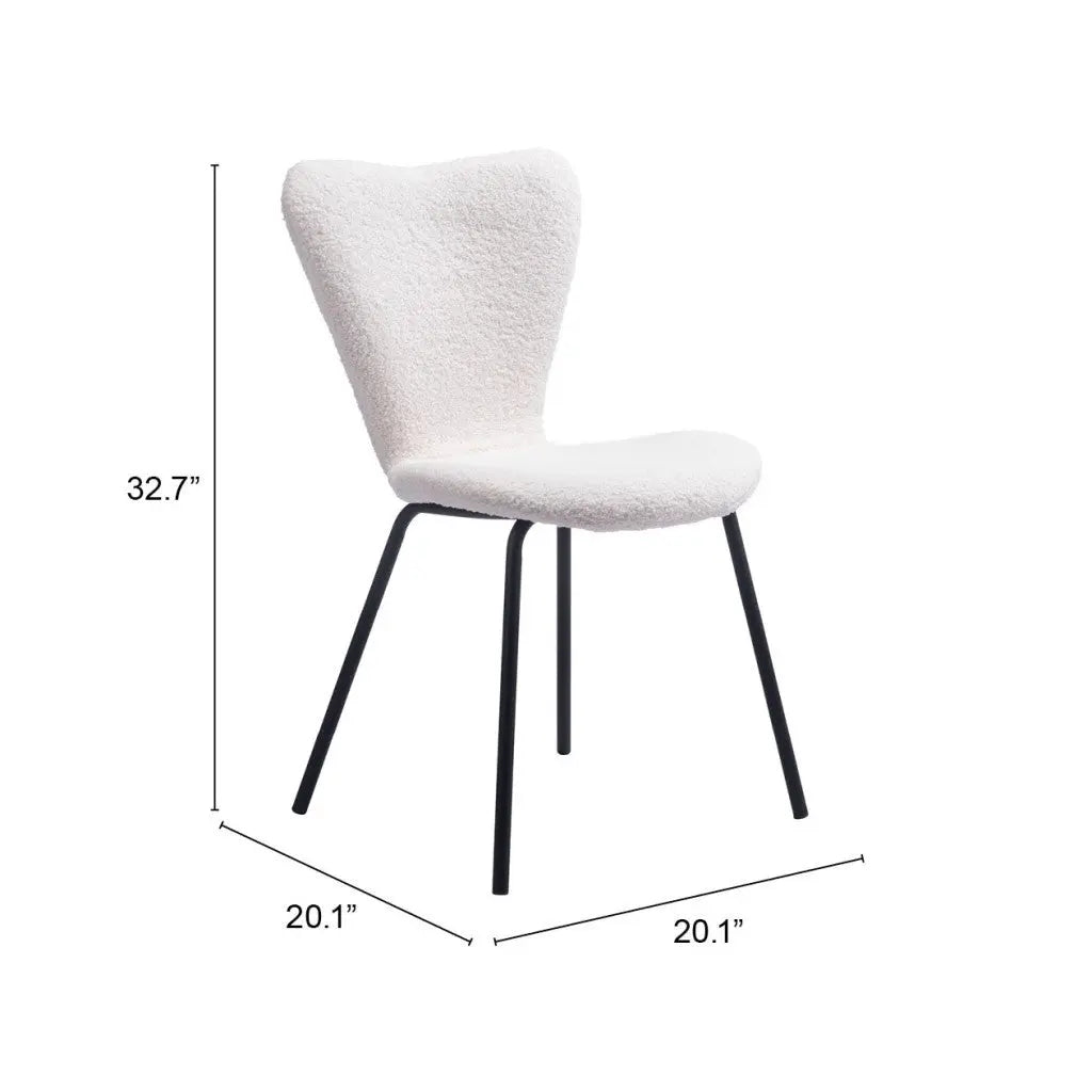 Set of Two Ivory and Black Upholstered Faux Fur Dining Side Chairs - GreatEagleInc