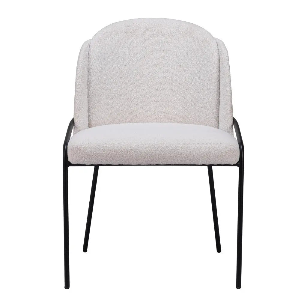 Set of Two Ivory and Black Upholstered Faux Fur Dining Side Chairs Homeroots