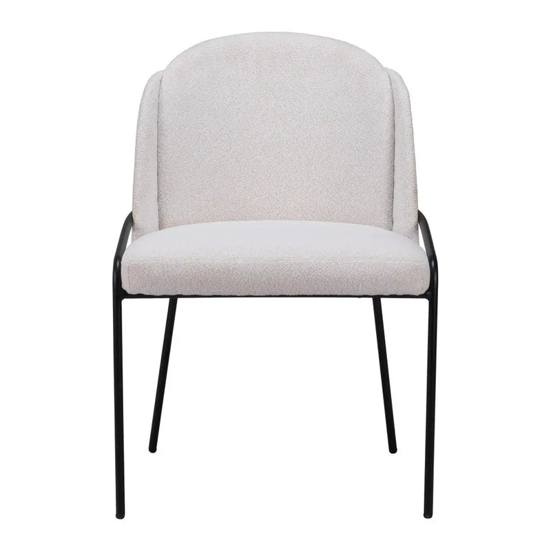 Set of Two Ivory and Black Upholstered Faux Fur Dining Side Chairs Homeroots