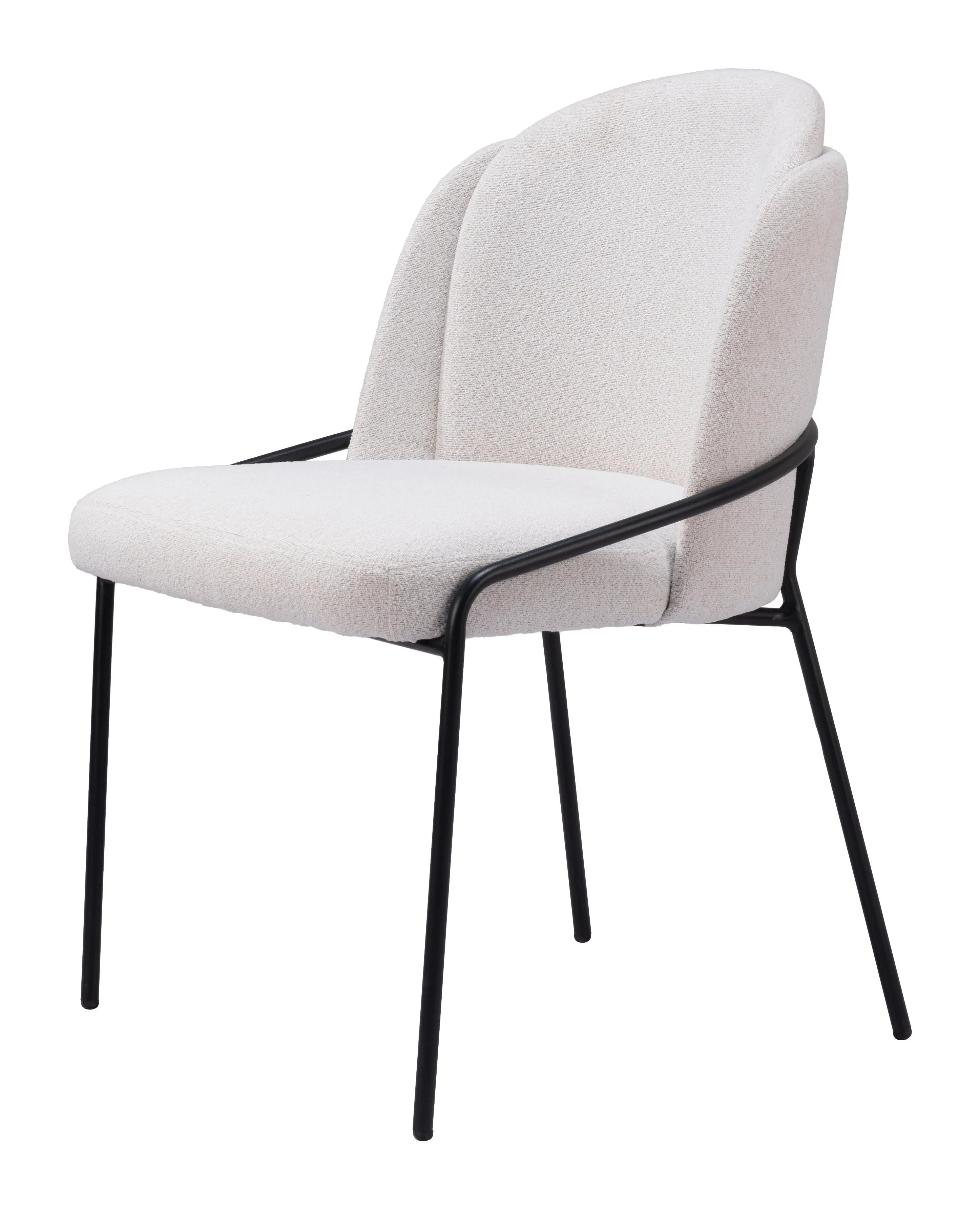 Set of Two Ivory and Black Upholstered Faux Fur Dining Side Chairs Homeroots