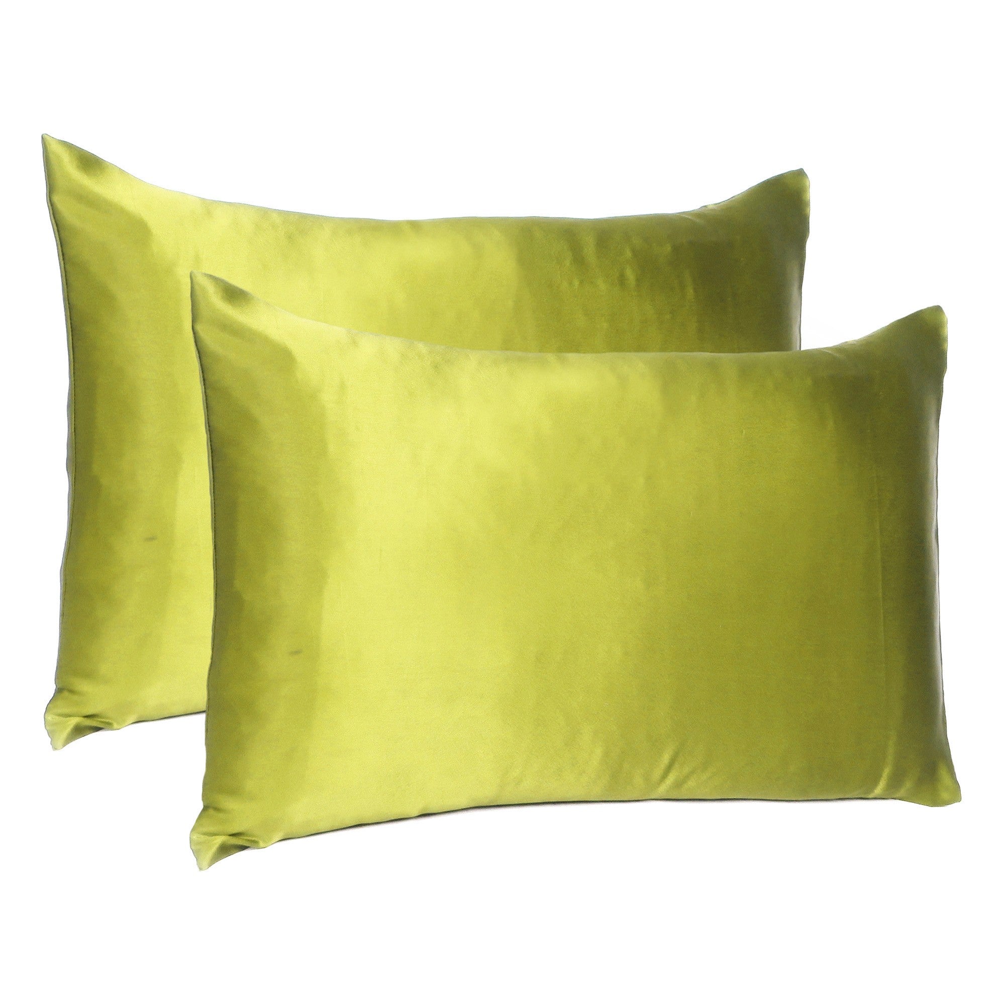 Set of Two Lemongrass Dreamy Silk Satin Queen Pillowcases Homeroots Bed & Bath
