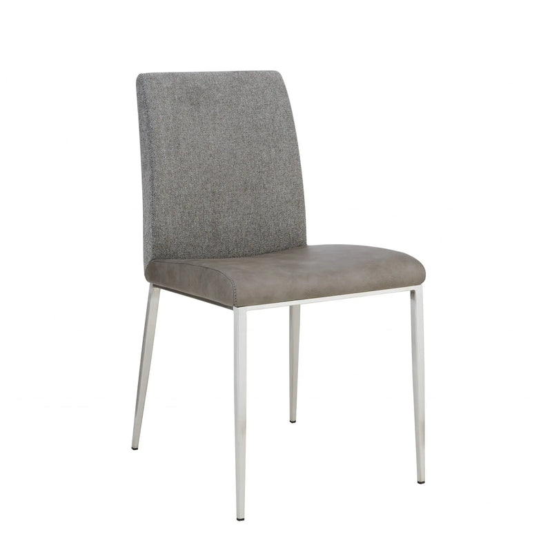 Set of Two Light Brown and Gray Stainless Steel Chairs Homeroots Kitchen & Dining