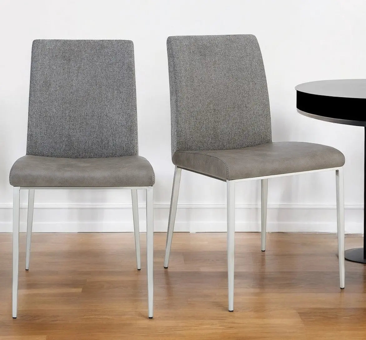 Set of Two Light Brown and Gray Stainless Steel Chairs Homeroots Kitchen & Dining