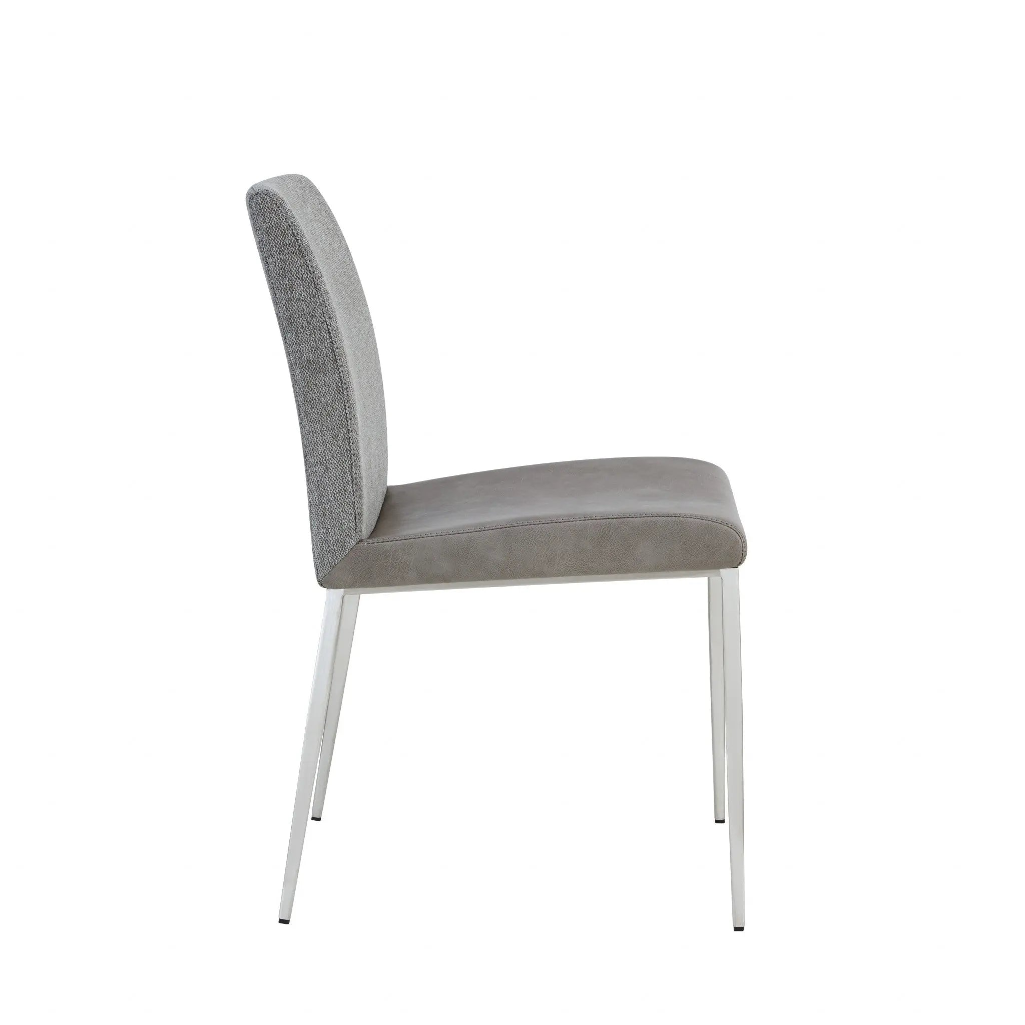 Set of Two Light Brown and Gray Stainless Steel Chairs Homeroots Kitchen & Dining